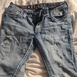 Rock Revival Light Blue Distressed Boyfriend Jeans